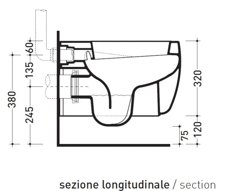 Ceramica Flaminia MN118 - Monò vaso sospeso bianco lucido