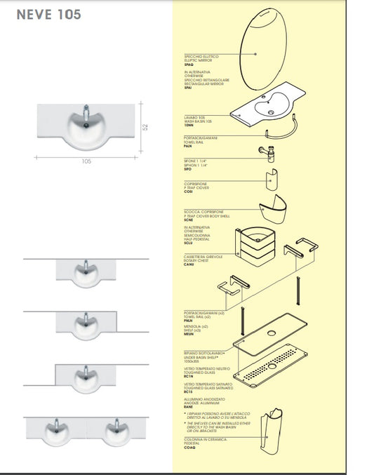 Ceramica CATALANO - NEVE 105 Lavabo 1050X530