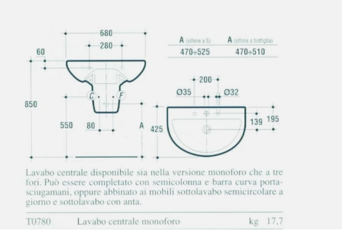Ideal Standard - Lavabo SMALL 68x42,5cm.