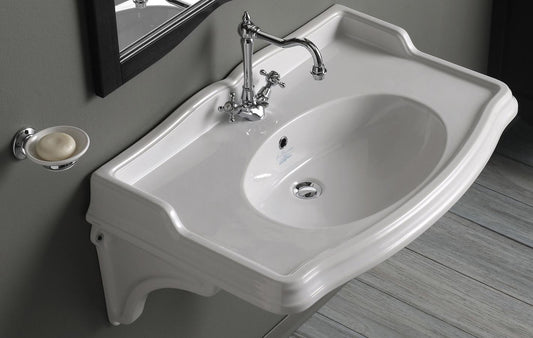 Simas 2500502 - Lavabo Simas 68 Arcade sospeso o su colonna bianco