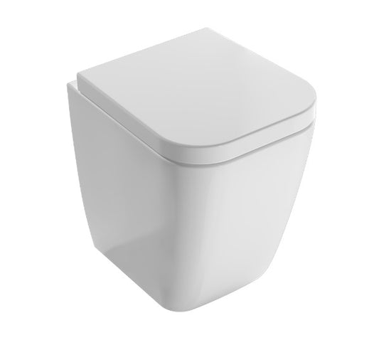 Ceramica Globo - filomuro STONE a terra : wc con coprivaso - bianco lucido