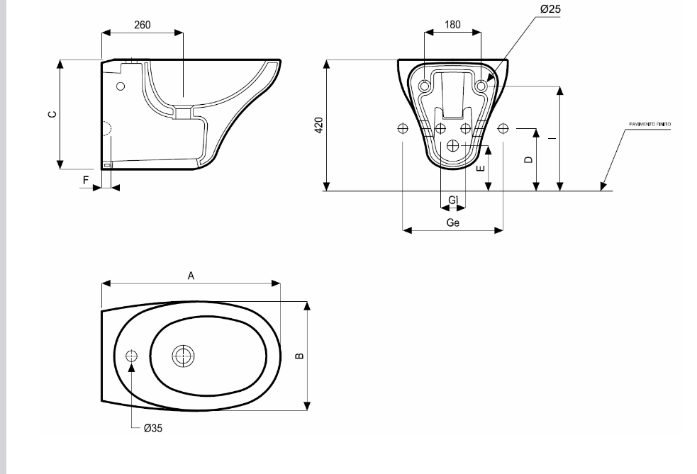 Pozzi Ginori - Bidet sospeso EGG