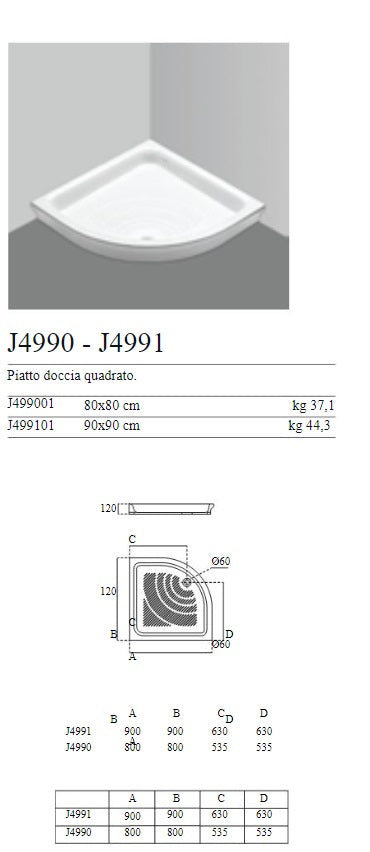 CERAMICA DOLOMITE - Piatto Doccia ONDA J499101