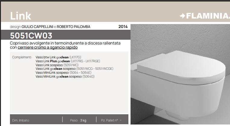 Ceramica Flaminia 5051CW03 - Link Coprivaso Avvolgente