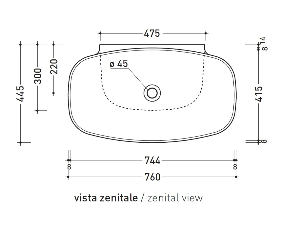 Ceramica Flaminia ND75LFAN - NUDA SLIM lavabo sospeso