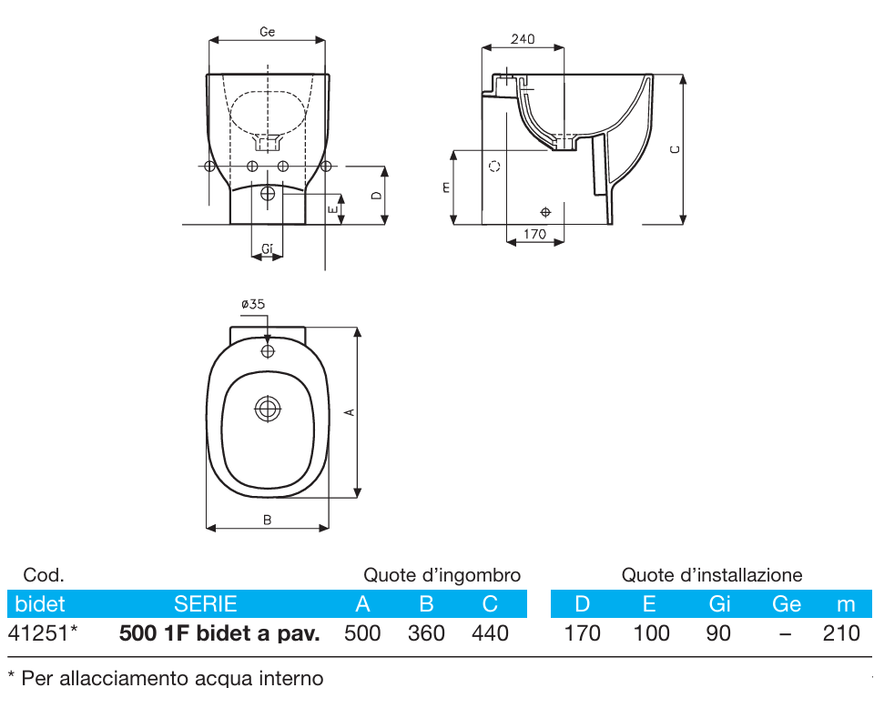 POZZI GINORI - Bidet a Terra 500