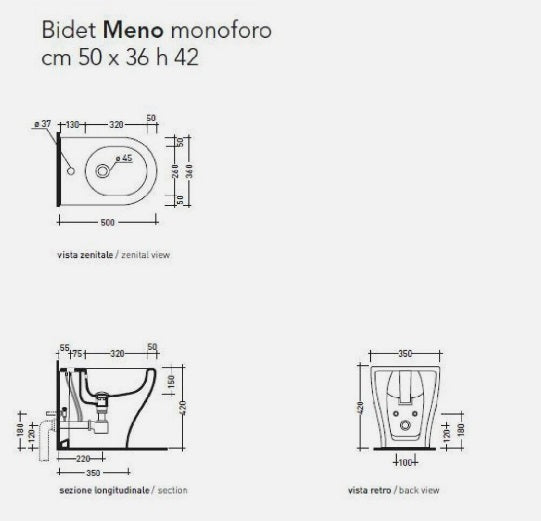 Ceramica FLAMINIA Bidet filomuro MENO a terra