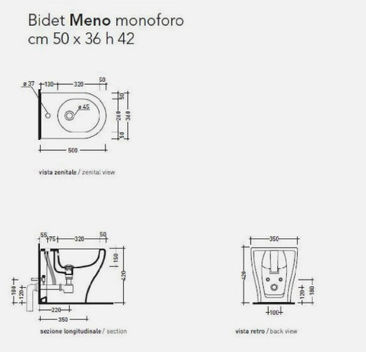 Ceramica FLAMINIA Bidet filomuro MENO a terra